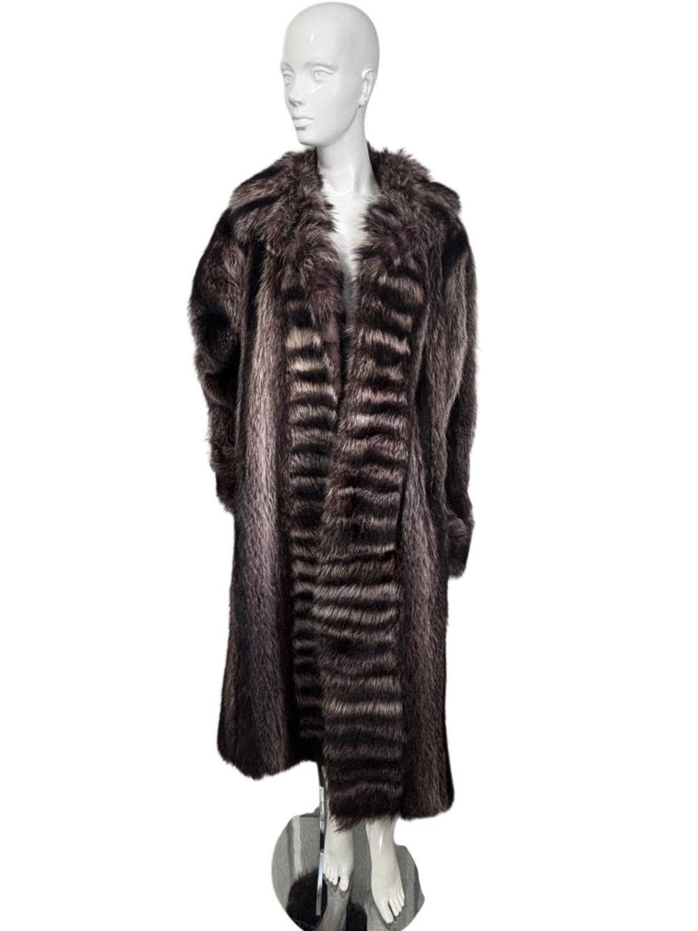 Vintage Allan Cherry Full Length Raccoon Fur Coat